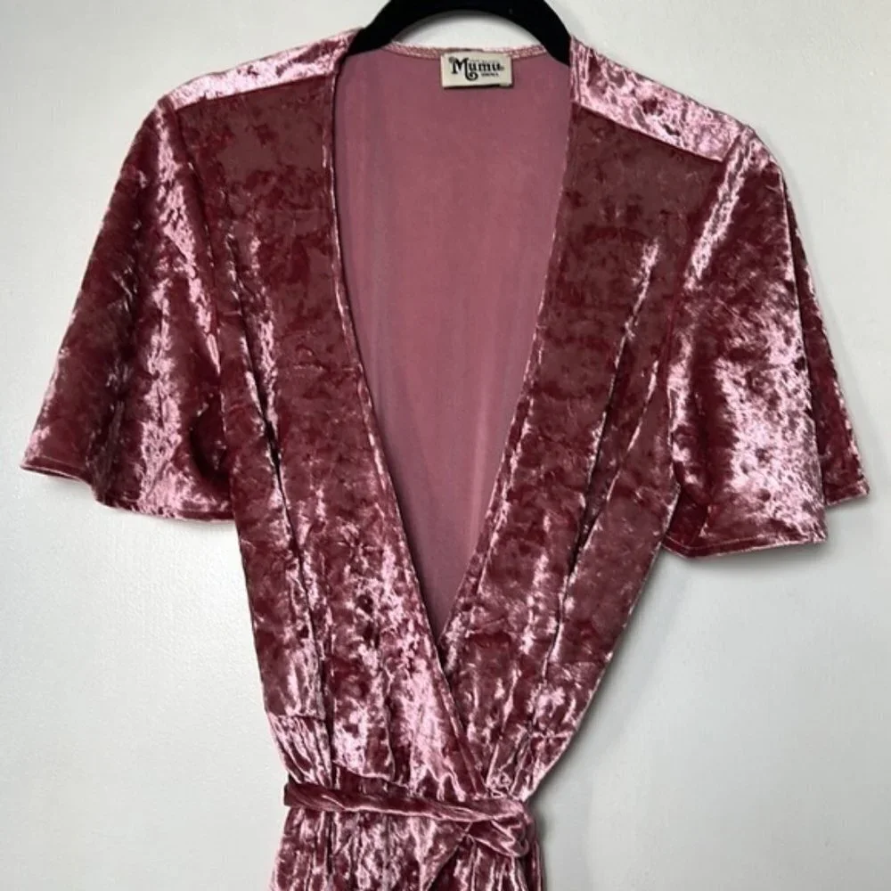 Show Me Your Mumu Andrea Crushed Velvet Wrap Dress S - Picture 6 of 11